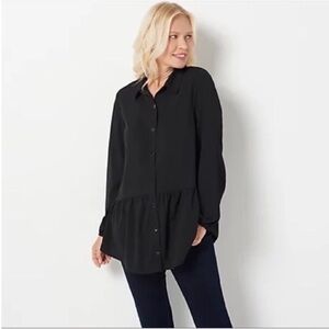 Logo by Lori Goldstein | Button Front Long Sleeve Flowy Top